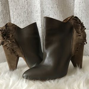 Zara Booties w/ Fringe sz 41/US 10 Dark Taupe